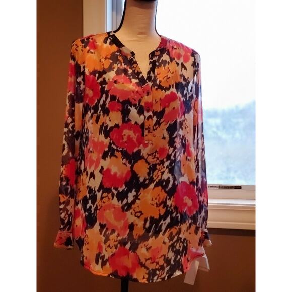 Liz Claiborne PM American Navy Multi Color Floral Top & Black Camisole NWT - Picture 5 of 12